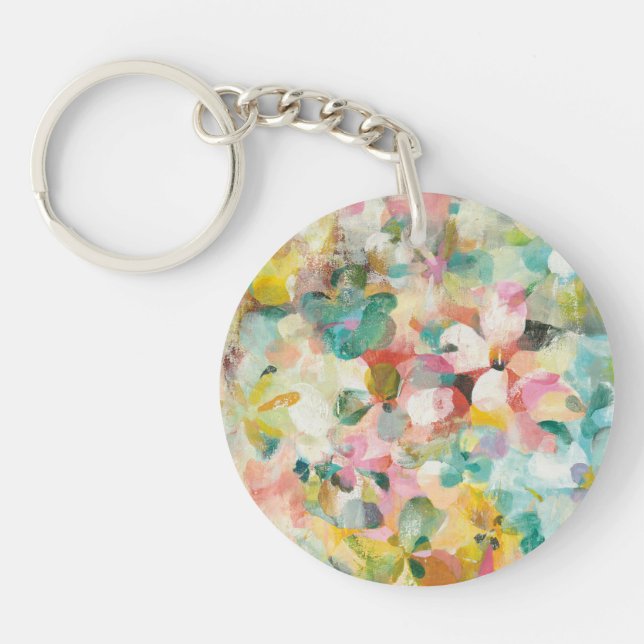 Glückliche weiche Pastellblumenblätter des Schlüsselanhänger (Vorderseite)
