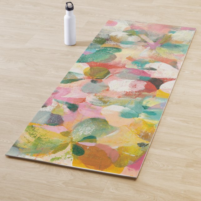 Glückliche weiche Pastellblumenblätter des Yogamatte (Beispiel)