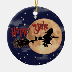Glückliche Weihnachten-Hexe-Weihnachtsverzierunge Keramikornament