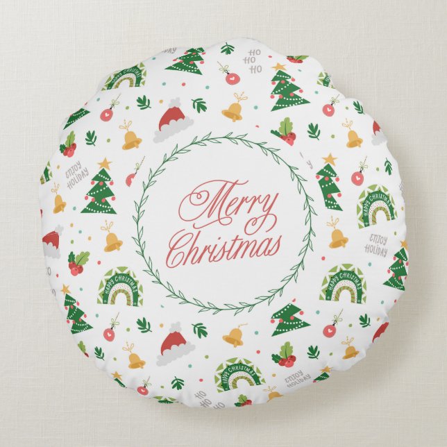 Glückliche Weihnachten Weihnachtsfeier Rundes Kissen (Rückseite)