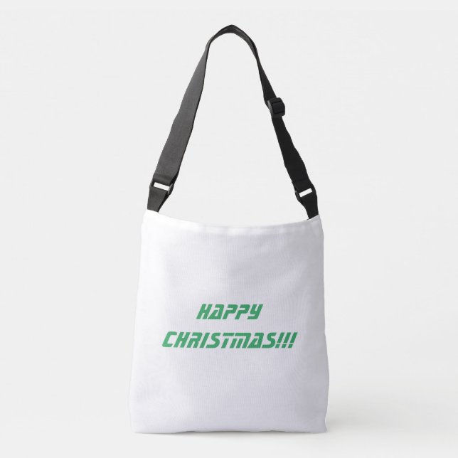 Glückliche Weihnachts gedruckte Text Name Hochzeit Tragetaschen Mit Langen Trägern (Vorderseite)