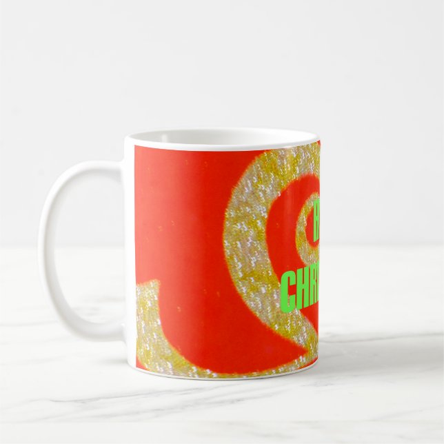 Glückliche Weihnachts Rot und Gold Sammlung. Kaffeetasse (Links)
