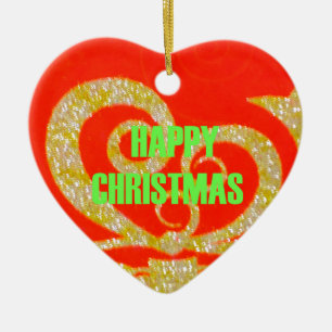 Glückliche Weihnachts Rot und Gold Sammlung. Keramikornament