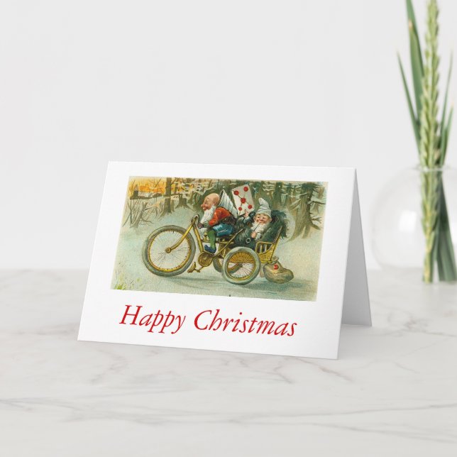 Glückliche Weihnachtselfen Feiertagskarte (Vorderseite)