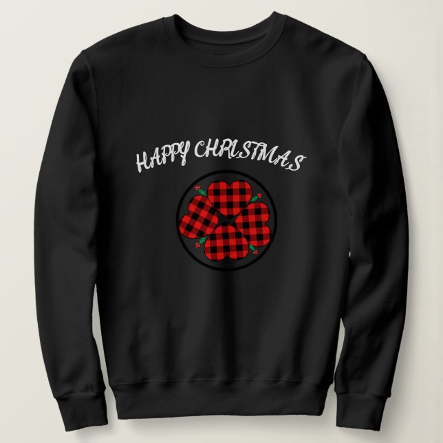 Glückliche Weihnachtsfrauen Schwarz Sweatshirt (Design vorne)