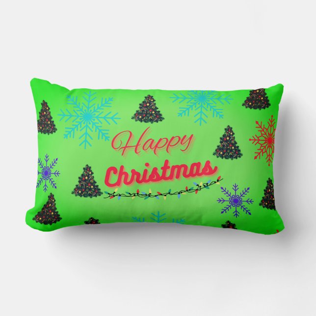 Glückliche Weihnachtskissen Lendenkissen (Vorderseite)