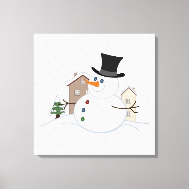 Glückliche Weihnachtsschneemobillustration Leinwanddruck (Vorderseite)
