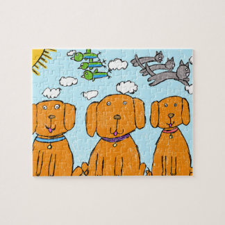"Glückliche Welpen in der Sonne" Puzzle