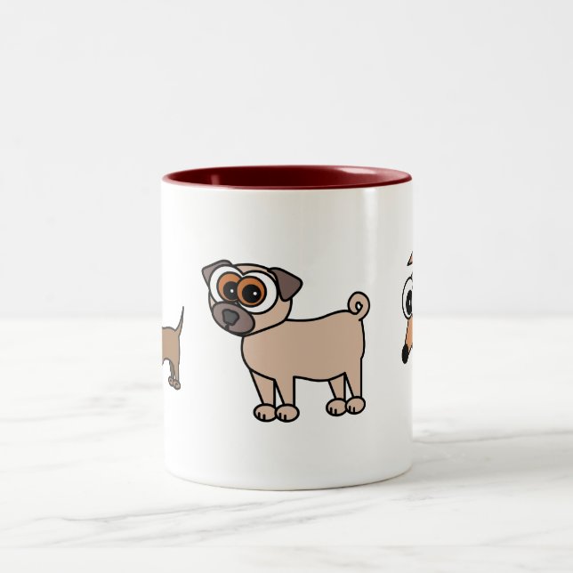 Glückliche Welpen-Tasse Zweifarbige Tasse (Mittel)