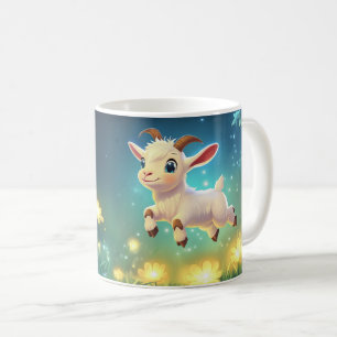Glückliche Ziege Cartoon-Stil lebendig Süß Bunt Kaffeetasse