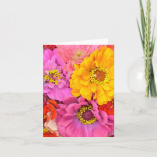Glückliche Zinnias-leere Anmerkungs-Karte Karte