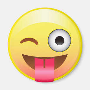 Glückliche Zunge heraus blinzeln Emoji lustigen Magnet