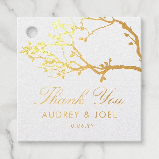 Glückliche Zweige Hochzeit Geschenkanhänger (Vorderseite)