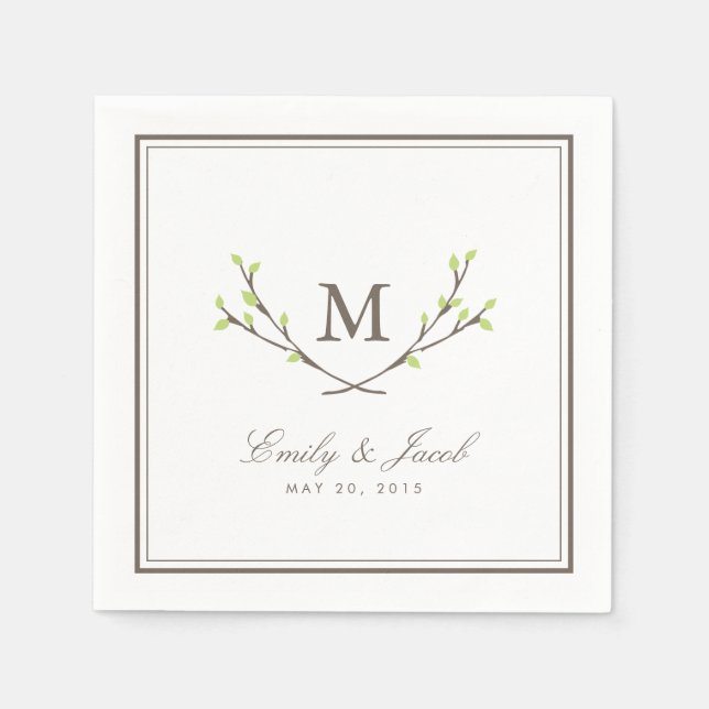 Glückliche Zweige Hochzeit Serviette (Vorderseite)