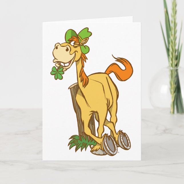 Glücklichen Daygrußkarte Cartoon Pferd-St.patrick Karte (Vorderseite)