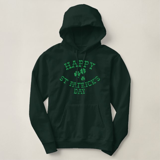 GLÜCKLICHEN ST PATRICK TAG gestickter Hoodie (Design vorne)