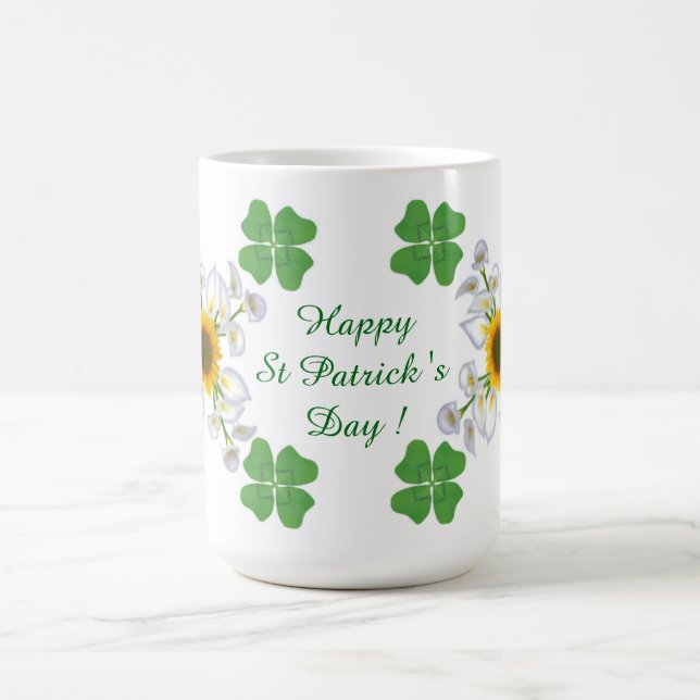Glücklichen St Patrick Tag! Klee mit Calla Kaffeetasse (Mittel)