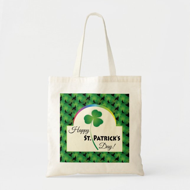 Glücklichen St Patrick Tag, Kleeblatt und Tragetasche (Vorne)