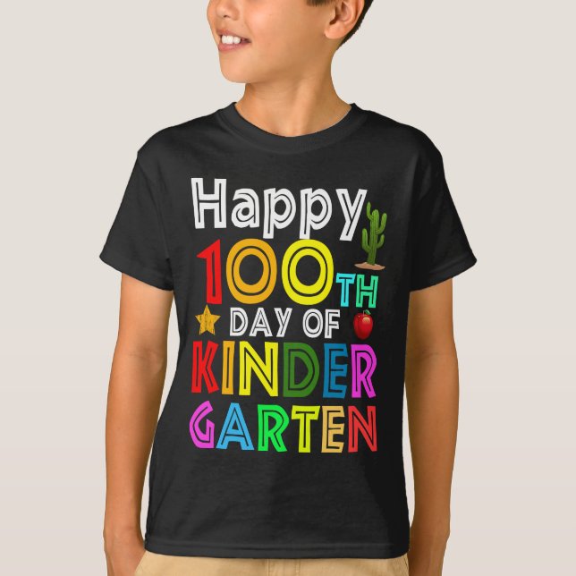 glücklicher 100. Kindergarten 100 Tage Schule T-Shirt (Vorderseite)