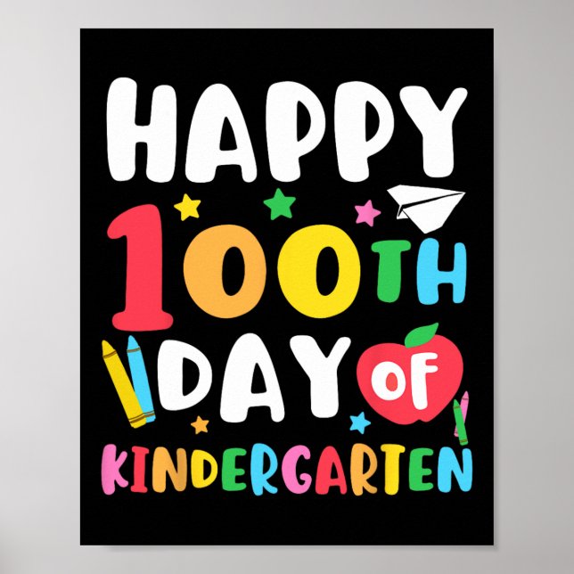 Glücklicher 100. Kindergartenlehrer Kinder 100 D Poster (Vorne)