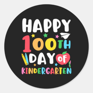 Glücklicher 100. Kindergartenlehrer Kinder 100 D Runder Aufkleber