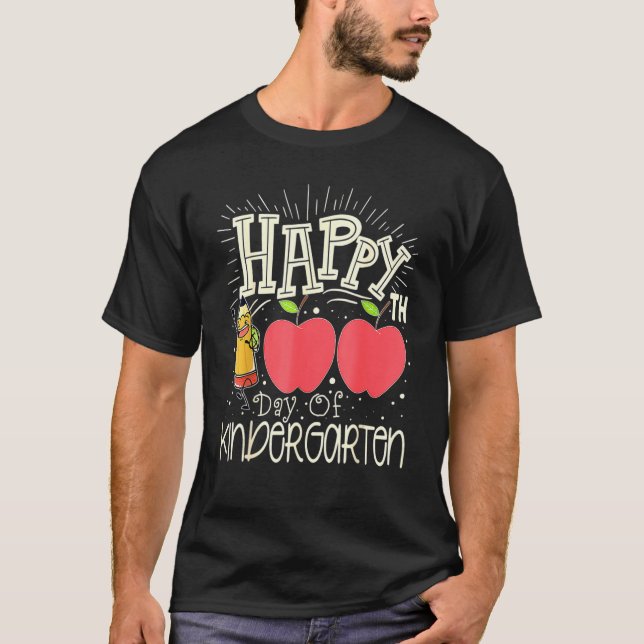 Glücklicher 100. Kindergartenlehrer oder -student T-Shirt (Vorderseite)