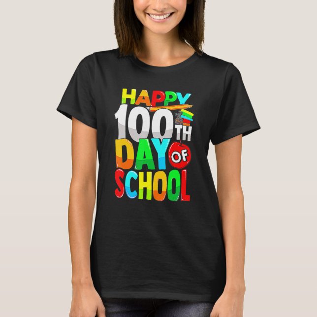 Glücklicher 100. Schullehrer Kinder glücklich 100  T-Shirt (Vorderseite)