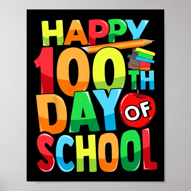 Glücklicher 100. Schullehrer Kinder glücklich Poster (Vorne)