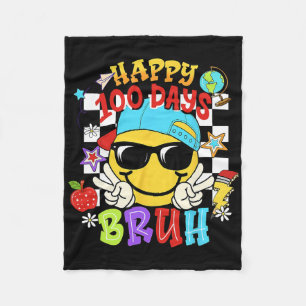 Glücklicher 100 Tage Bruh Lustige Schule Groovy Ka Fleecedecke