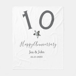 Glücklicher 10-jähriger Jubiläumsname Datum grauer Fleecedecke