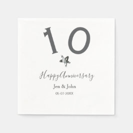 Glücklicher 10-jähriger Jubiläumsname Datum grauer Serviette