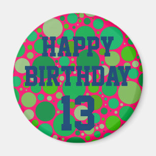 Glücklicher 13. Geburtstag auf Grün beschmutzt Magnet