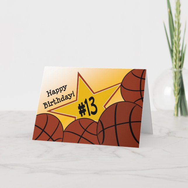 Glücklicher 13. Geburtstag, Basketball - Star! Karte (Vorderseite)