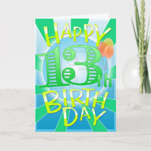 Glücklicher 13. Geburtstag Karte