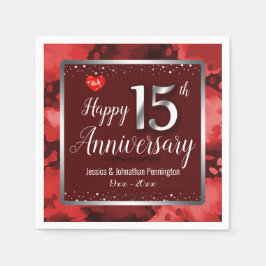 Glücklicher 15. Hochzeitstag Serviette