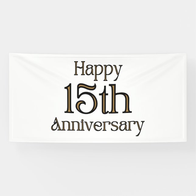 Glücklicher 15. Jubiläum 4x8 Vinyl Banner (Horizontal)