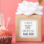 GLÜCKLICHER 16. GEBURTSTAG, Art-Déco-Stil, Individ Quadratischer Aufkleber<br><div class="desc">Dieser stilvolle Deko aus den 1920er/1930er Jahren sieht Geburtstagsaufkleber-Design mit der Aufschrift "HAPPY 16TH BIRTHDAY", zusammen mit einem personalisierten Empfängernamen. Die Zahl "16TH" hat ein extravagant geometrisch gegliedertes Erscheinungsbild, und um die Geburtstagsgrüßbotschaft gibt es auch einen gesäumten Rahmen. Luxuriöse Geburtstagsaufkleber wie diese können in einem Party zum sechzehnten Geburtstag von...</div>