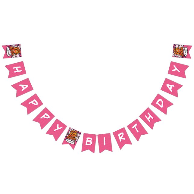 GLÜCKLICHER 18 BIRTHTAG Pink Comic Buchhandlung Po Wimpelkette (Alle)