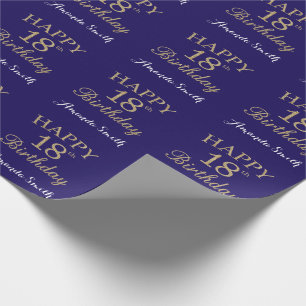 Glücklicher 18. Geburtstag Gold Glitzer und Navy  Geschenkpapier