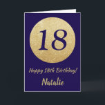 Glücklicher 18. Geburtstag Navy Blue und Gold Glit Karte<br><div class="desc">Happy 18. Geburtstag Navy Blue und Gold Glitzer Card mit personalisiertem Namen.Für weitere Anpassungen klicken Sie bitte auf die Schaltfläche "Anpassen" und verwenden Sie unser Designwerkzeug,  um diese Vorlage zu ändern.</div>