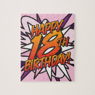 GLÜCKLICHER 18. GEBURTSTAG Pink Fun Retro Comic Bo
