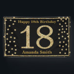 Glücklicher 18. Geburtstagsbanner Black and Gold G Banner<br><div class="desc">Glücklicher 18. Geburtstag Banner Black und Gold Glitzer Confetti. Printable Digital. Für weitere Anpassungen klicken Sie bitte auf die Schaltfläche "Anpassen" und verwenden Sie unser Designwerkzeug,  um diese Vorlage zu ändern.</div>