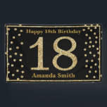 Glücklicher 18. Geburtstagsbanner Black and Gold G Banner<br><div class="desc">Glücklicher 18. Geburtstag Banner Black und Gold Glitzer Confetti. Printable Digital. Für weitere Anpassungen klicken Sie bitte auf die Schaltfläche "Anpassen" und verwenden Sie unser Designwerkzeug,  um diese Vorlage zu ändern.</div>