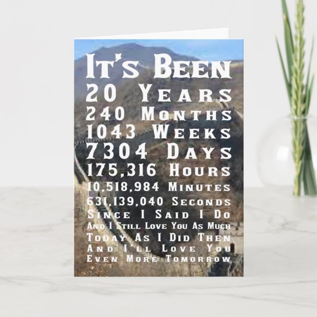 Glücklicher 20. China Hochzeitstag Karte (Vorderseite)