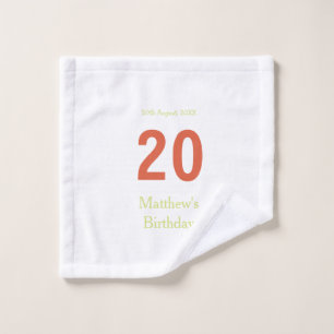 glücklicher 20. Geburtstag grün orange bold retro Waschlappen