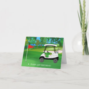 Glücklicher 21. Geburtstag Golf mit Cart, Bier, Ho Karte