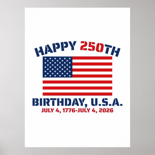 GLÜCKLICHER 250. GEBURTSTAG USA POSTER (Vorne)