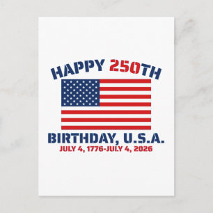 GLÜCKLICHER 250. GEBURTSTAG USA POSTKARTE