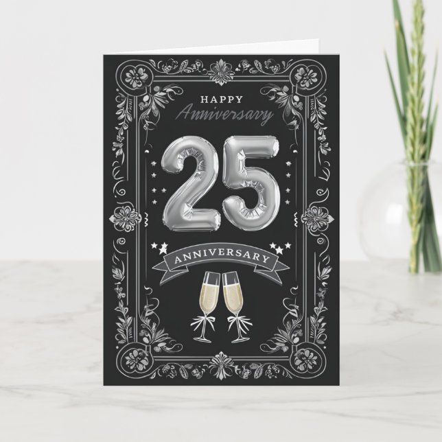Glücklicher 25. Hochzeitstag Karte (Vorderseite)