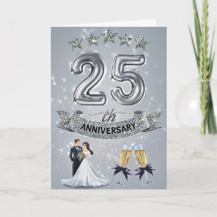Glücklicher 25. Hochzeitstag Karte